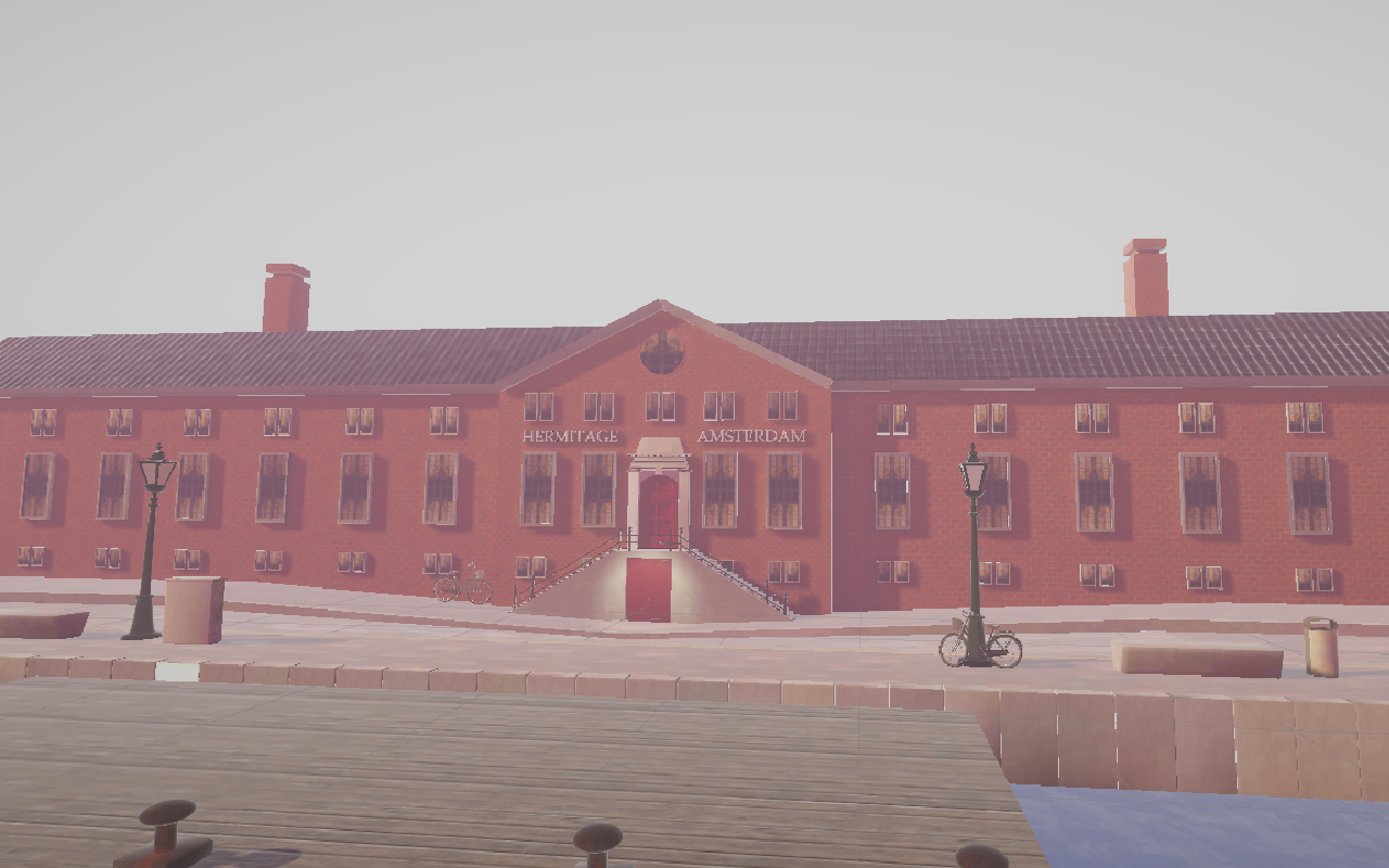 Screenshot van de hermitage amsterdam omgeving in de Unity game engine